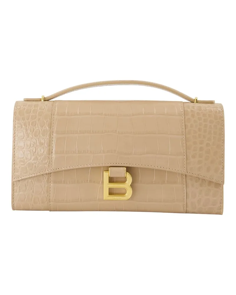 Balenciaga Sandglas Kupplung  Leder Beige Beige