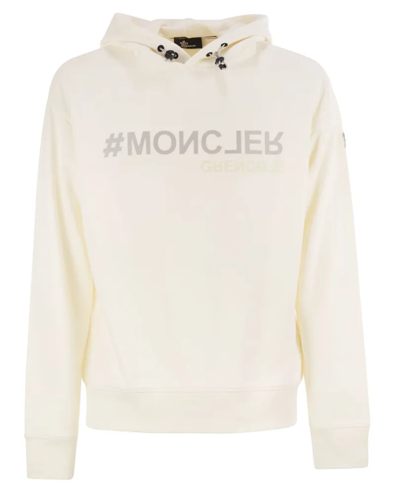 Moncler Logo Baumwollhodie Cream