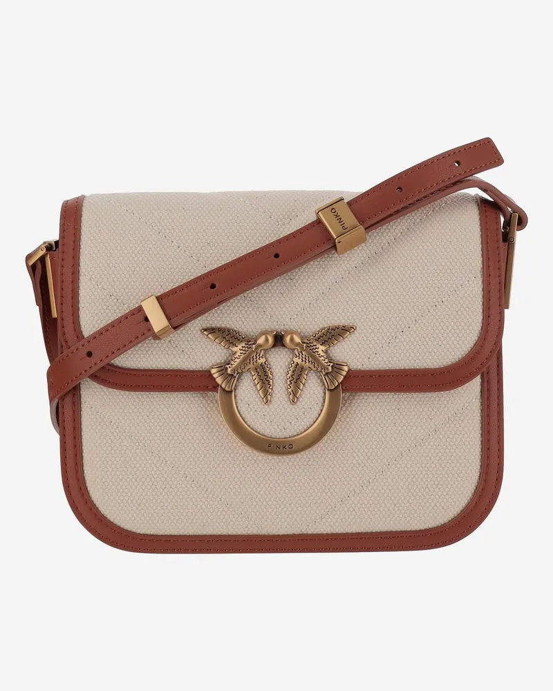 Pinko Love Bag Square Canvas und Lederhandtasche Red