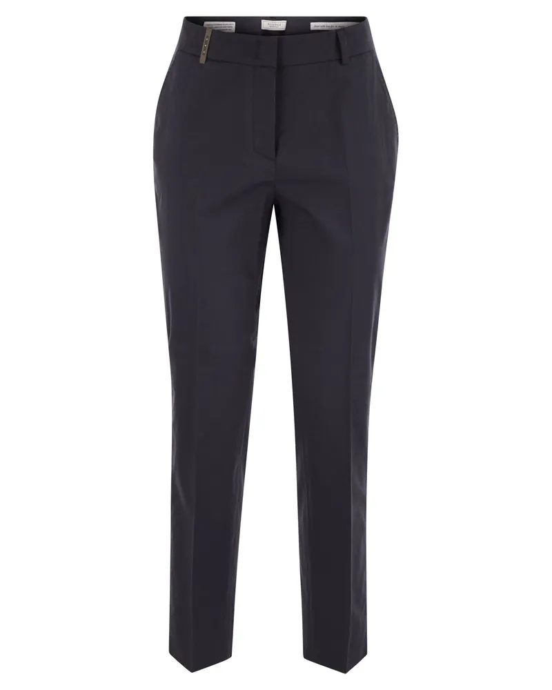 Peserico leichte Baumwollsatin -Zigarettenhose Blue