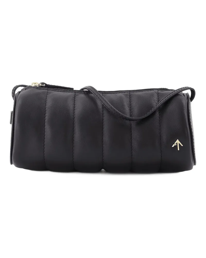 Manu Atelier Gepolsterte Zylinderbeutel in schwarzem Leder Schwarz
