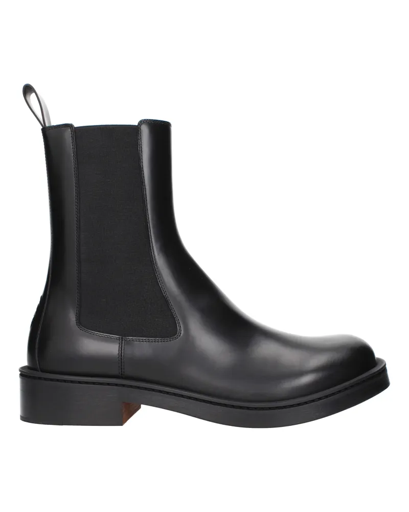 Alexander McQueen Herrens Schwarze Lederstiefel -