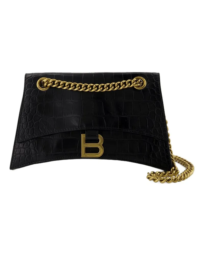 Balenciaga Crush -Kette S Umhängetasche  Leder schwarz Schwarz