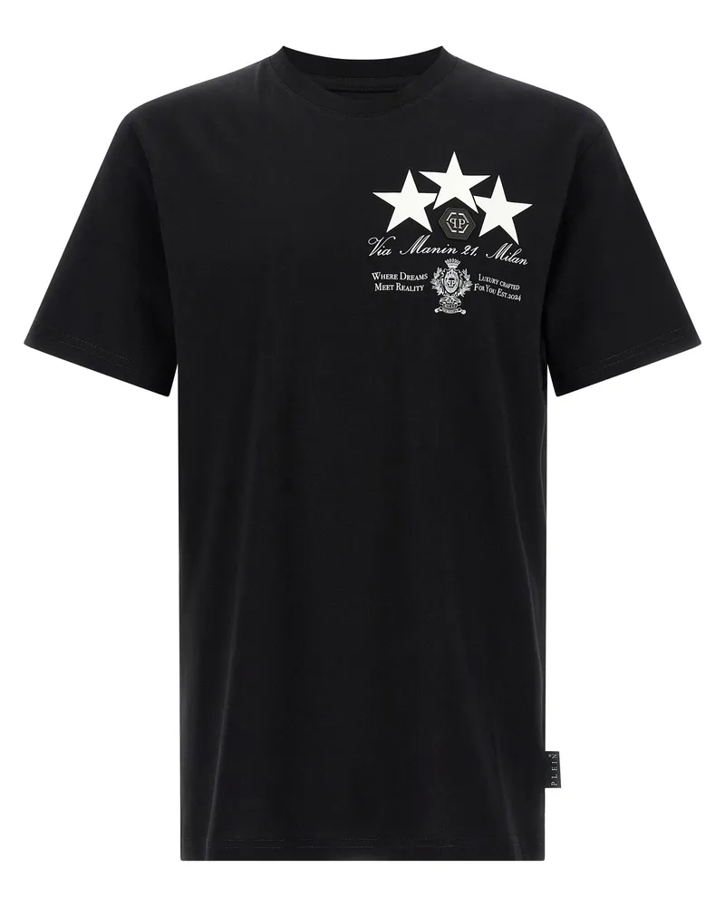Philipp Plein druck und Patch T -Shirt Black