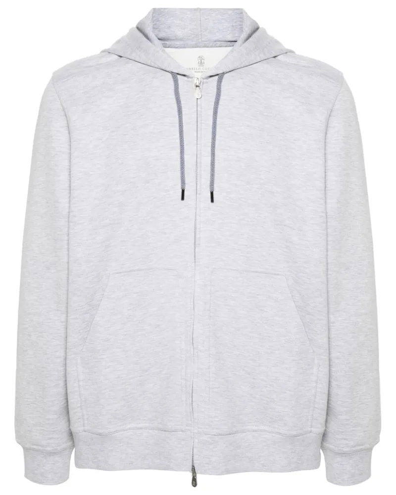 Brunello Cucinelli Baumwollmischung Reißverschluss Hoodie Grey