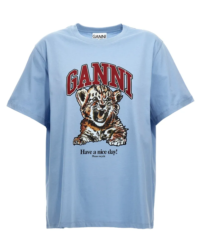 Ganni Tiger' T -Shirt Blue