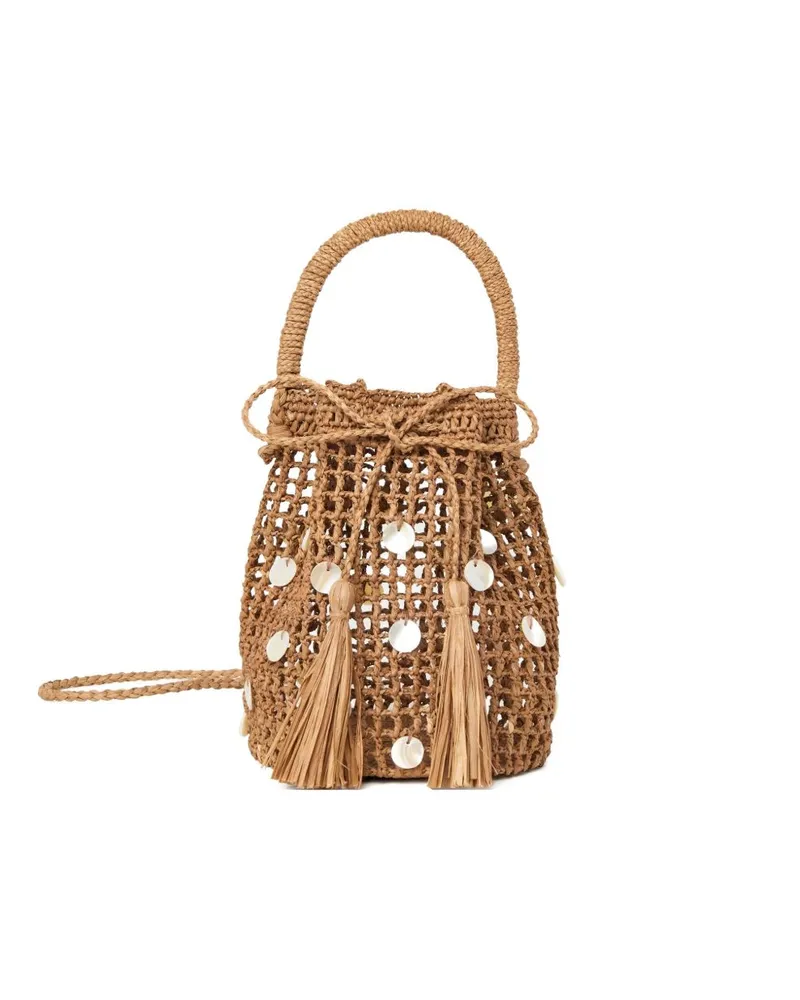 Alanui Precious Moments Rafia Beuteltasche Marrone