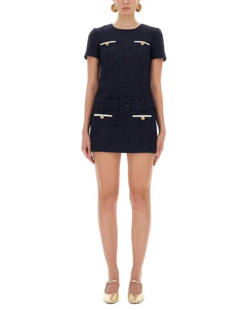 Self-Portrait Self -Porträt -Mini -Boucle -Kleid Blue