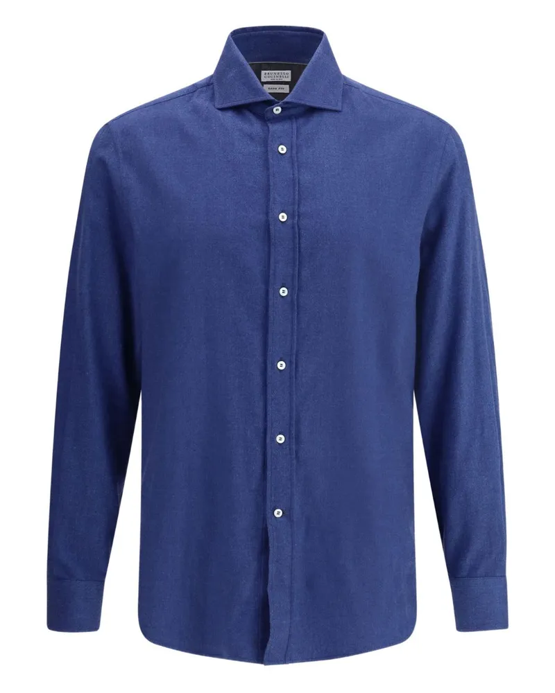 Brunello Cucinelli Baumwollmischhemd Blue