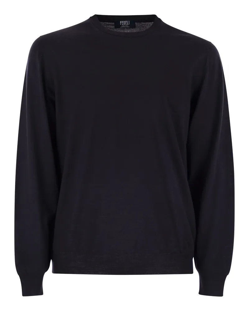 Fedeli Argentina Crew Neck -Pullover in Superfine Wolle Night