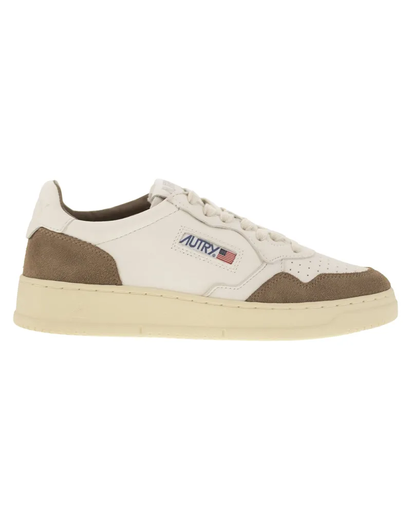 AUTRY Medaillengewinner niedriger Leder- und Wildleder -Turnschuhe White