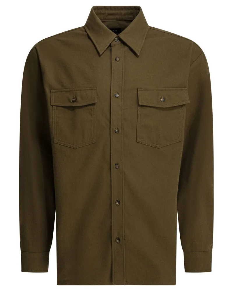 A.P.C. Overshirt-Jacke aus Baumwolle Green