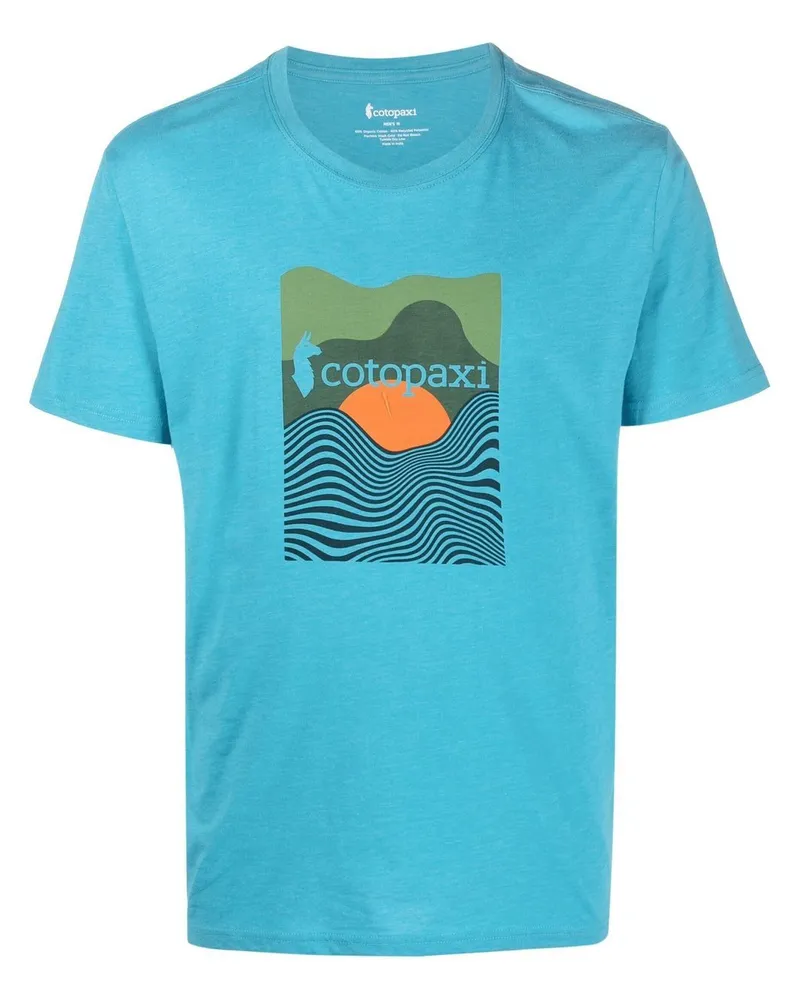 Cotopaxi bedruckte Bio -Baumwoll -T -Shirt Blue