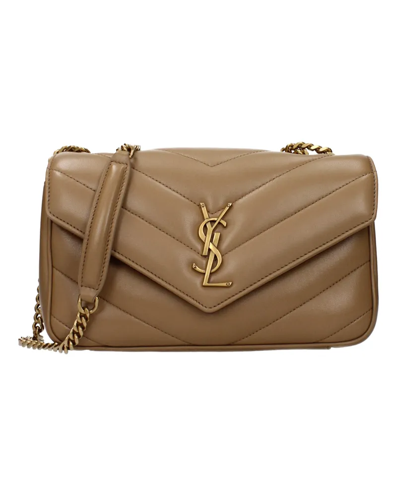 Saint Laurent Damens Loulou Umhängetasche Braun/Hellbraunes Leder -