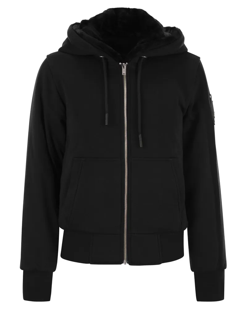 Moose Knuckles Elch Knuckles Classic Bunny Sweatshirt mit Kunstpelz Black