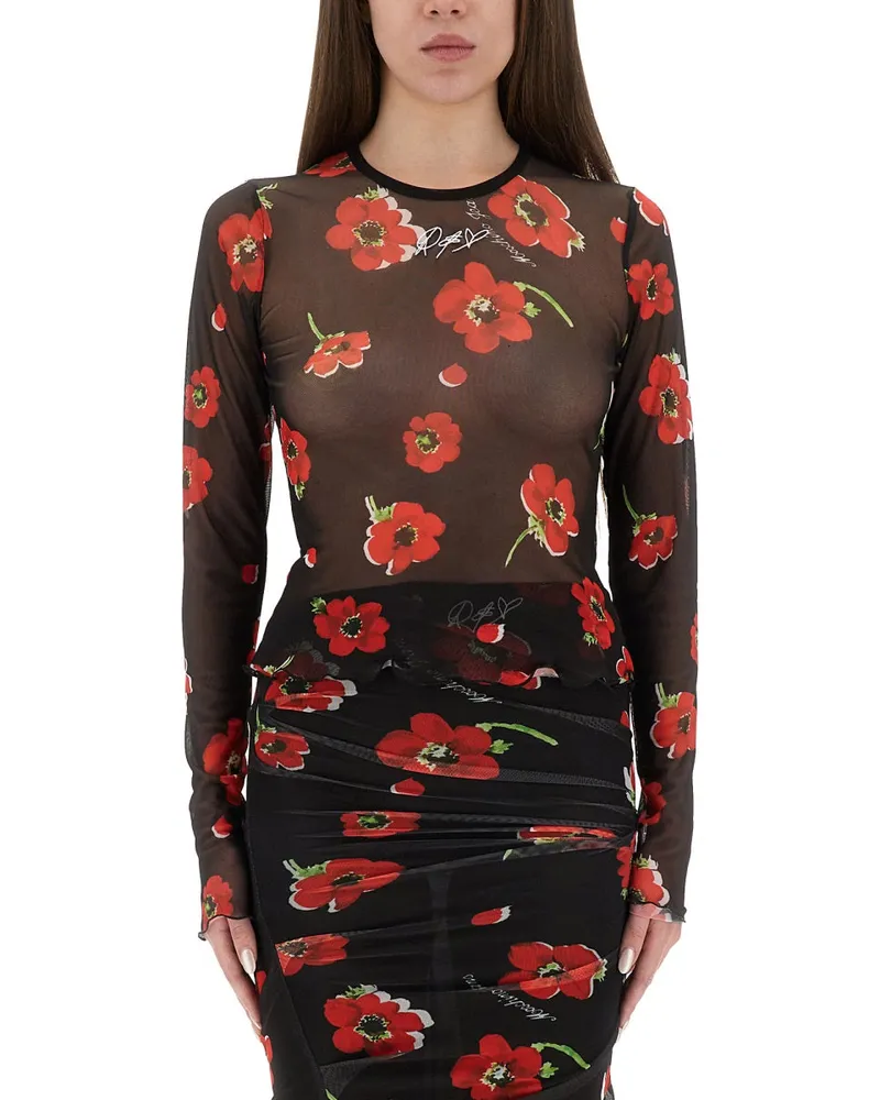 Moschino Moschino -Jeans Blumenmaschen Black