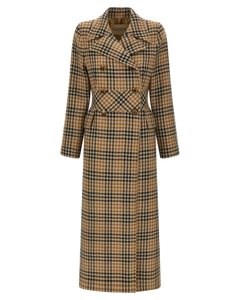 Valentino Garavani Valentino Garavani Houndstooth Wollmantel Brown