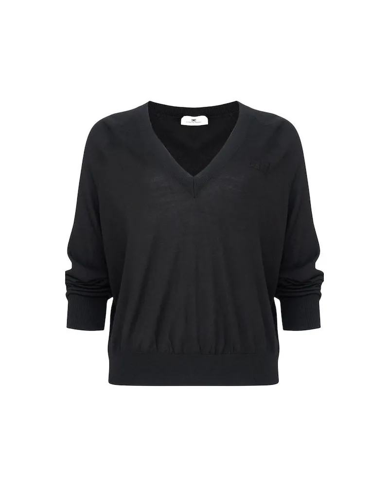 Elisabetta Franchi Wollpullover mit Logo Black