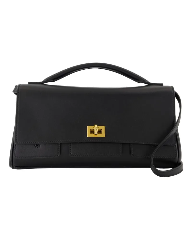 Balenciaga Bel Air klatschen auf Crossbody  Leder schwarz Schwarz