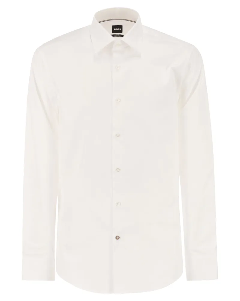 HUGO BOSS Regular Fit Hemd aus bügelleichter Baumwollpopeline White