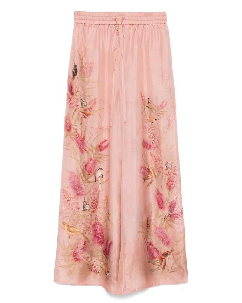 Zimmermann Cascadian bedruckte Seidenhose Pink