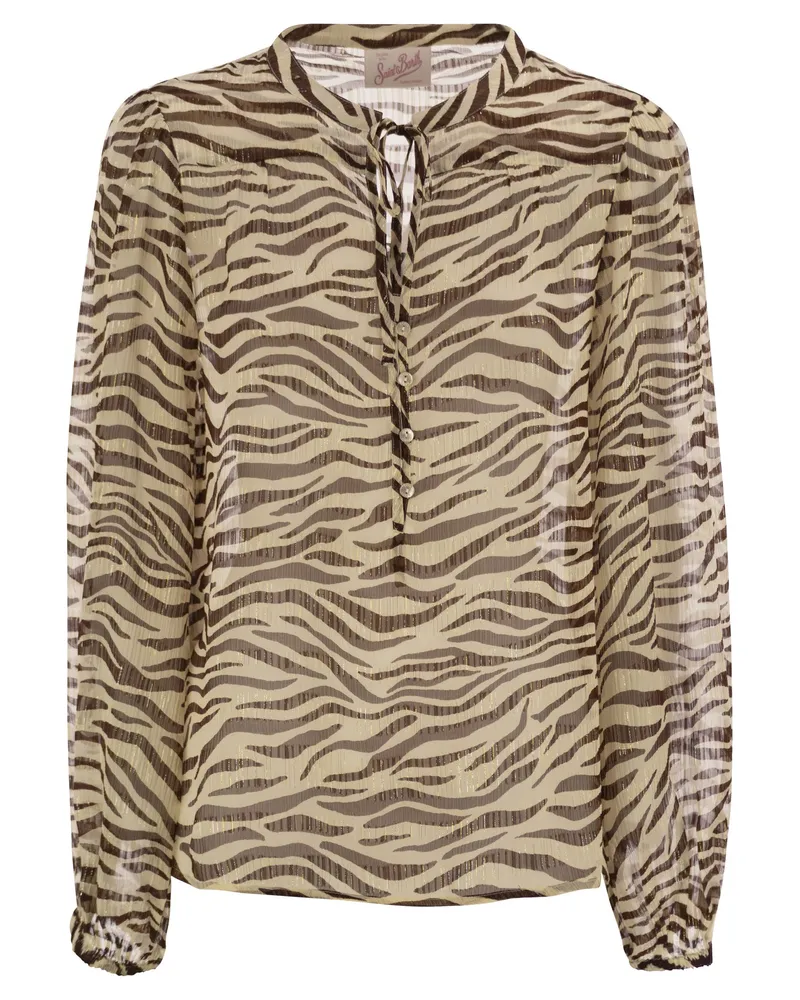 MC2 Saint Barth Harper Hemd mit Mandarinkragen Beige