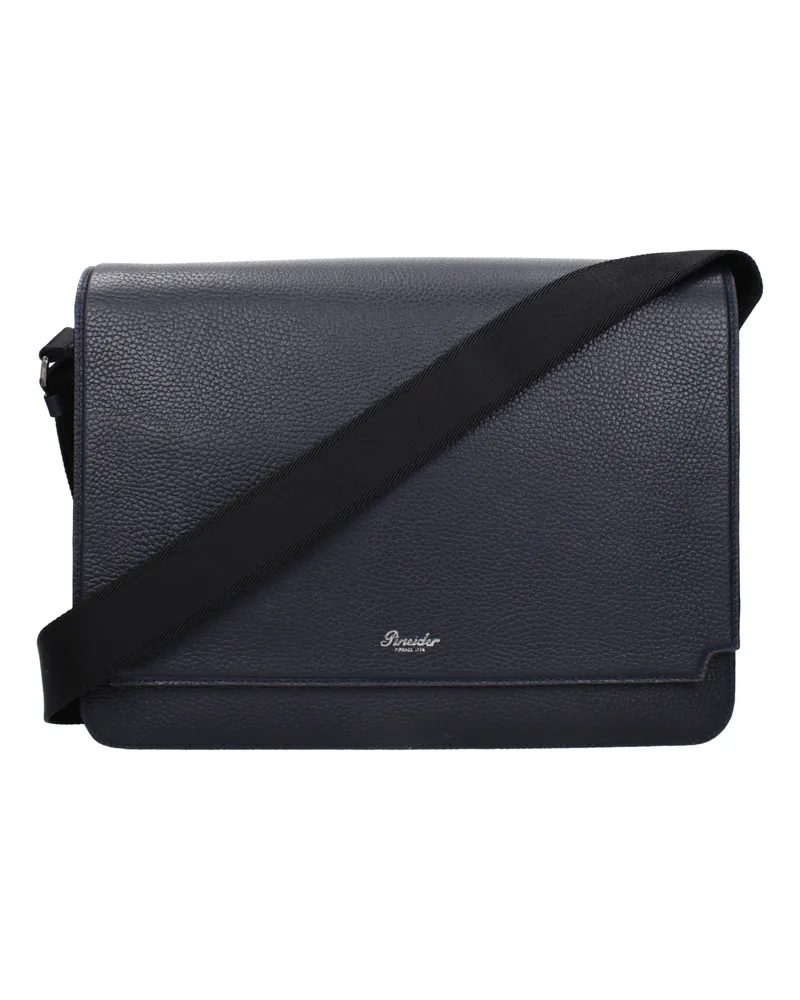 Pineider Herrens Umhängetaschen Blau/Dunkelblaues Leder -