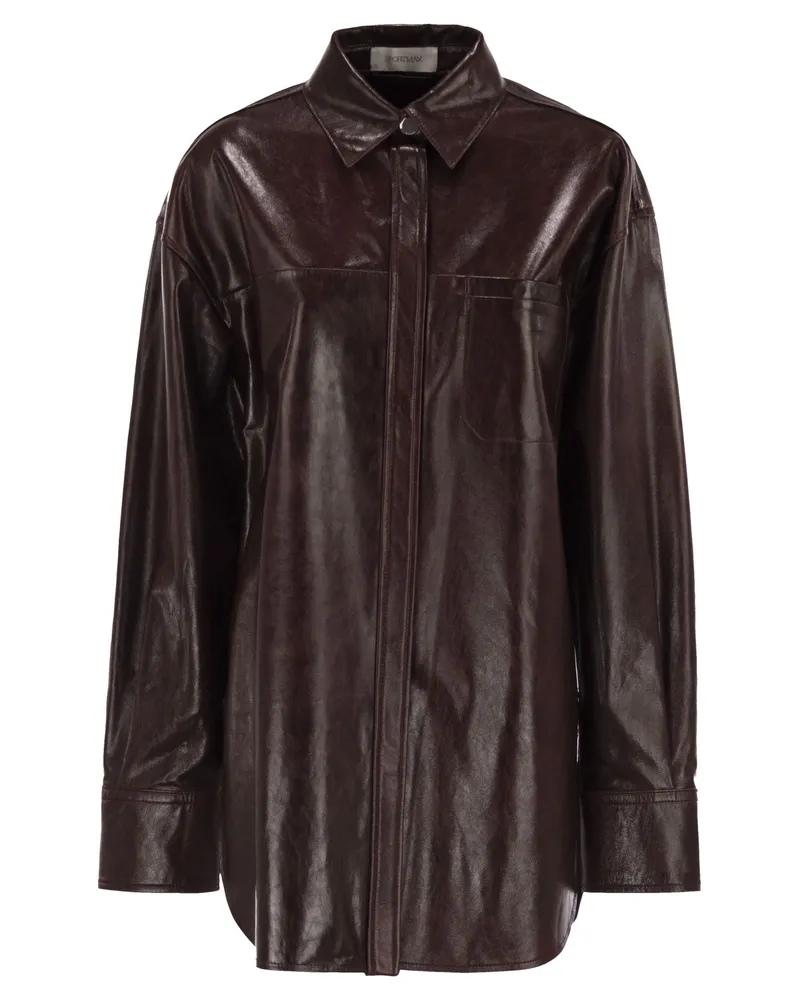 SPORTMAX Borel übergroßes Nappa -Lederhemd Bordeaux