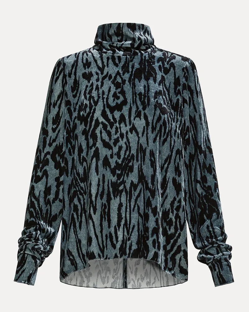forte_forte Velvet Rollneck mit Moire 'Druck Grey