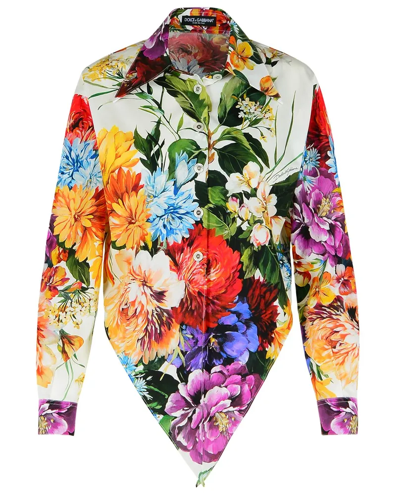 Dolce & Gabbana Blumendruck Baumwollhemd Multicolor