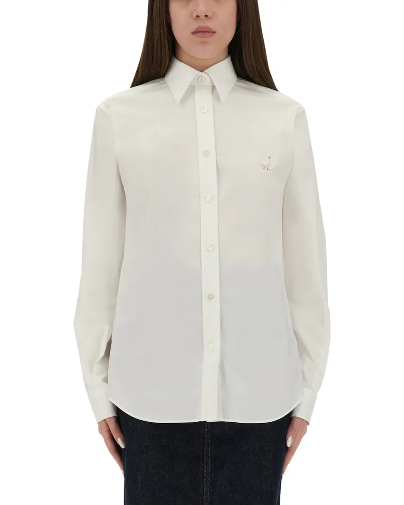 Moschino Hemd mit "Gänse" Stickerei White