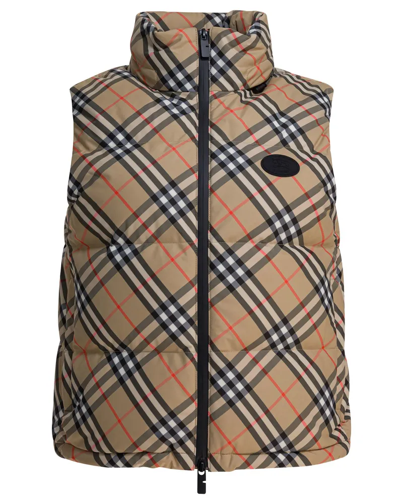 Burberry Check“ ärmellose Daunenjacke Beige