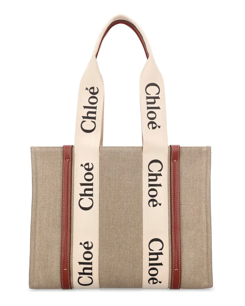 Chloé Chloe Woody mittelgroße Tasche Beige