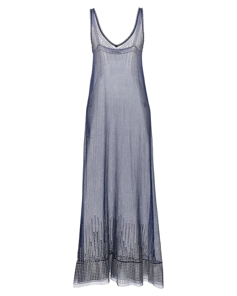 Paco Rabanne besetzte Netzkleid Blau