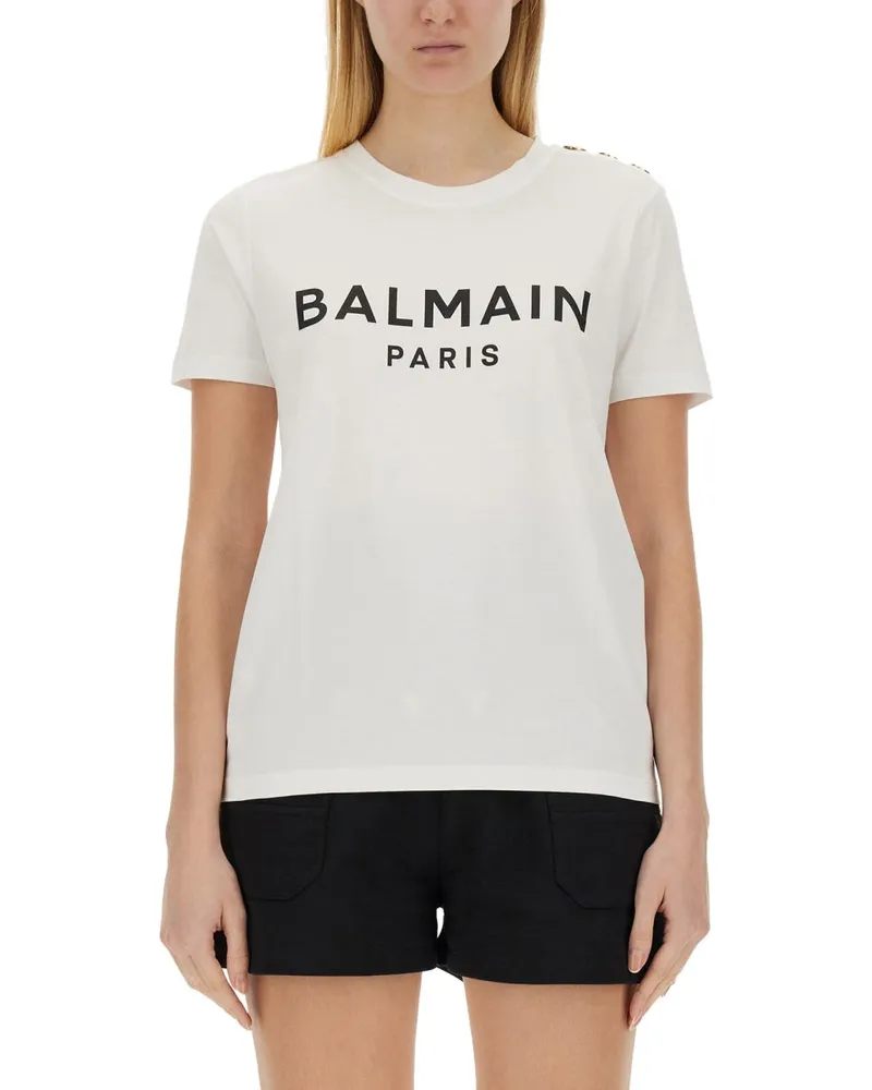 Balmain T -Shirt mit Logo White
