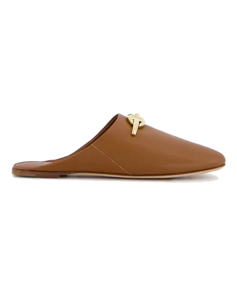 Valentino Garavani Valentino Garavani V Logo Signature Leder Maultiere Brown