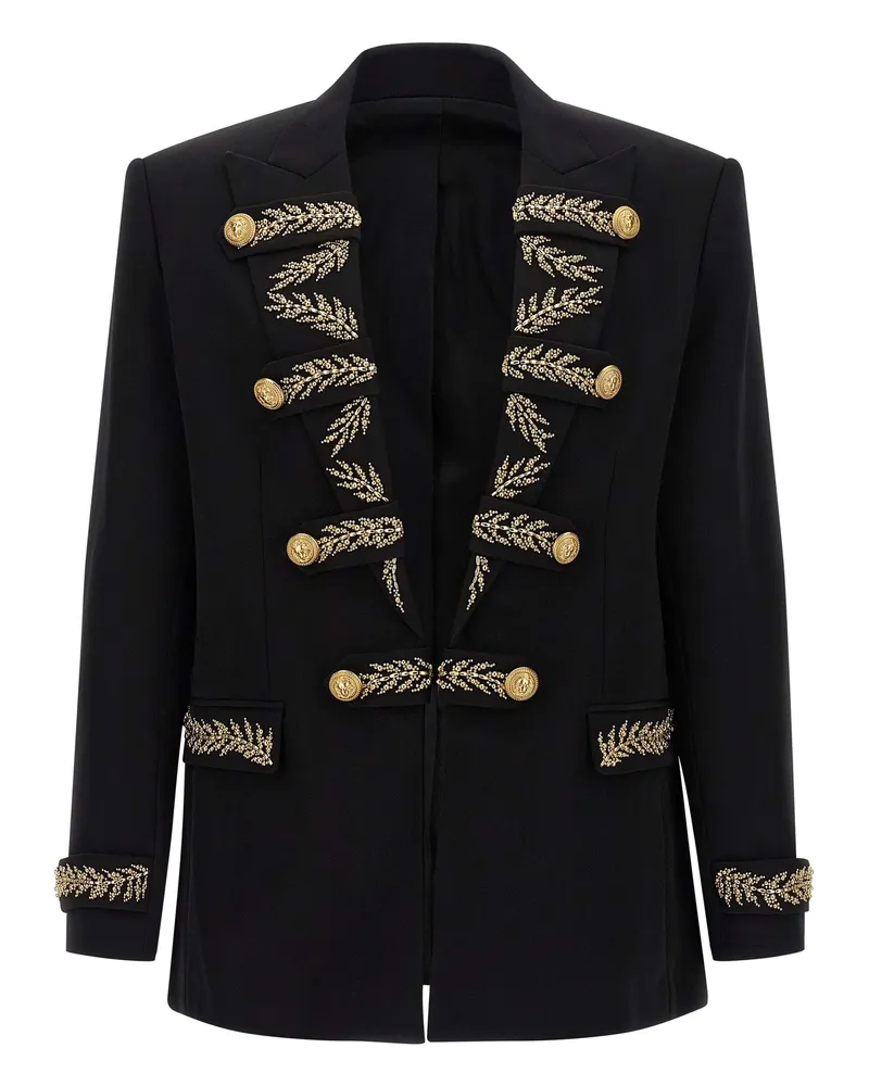 Balmain Leaf Stickerei Blazer Black