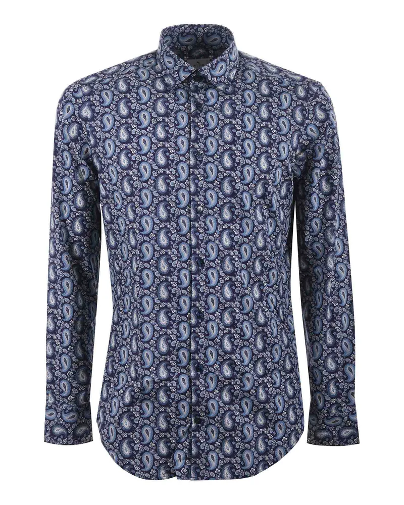 Etro Stretch -Baumwollhemd Blue