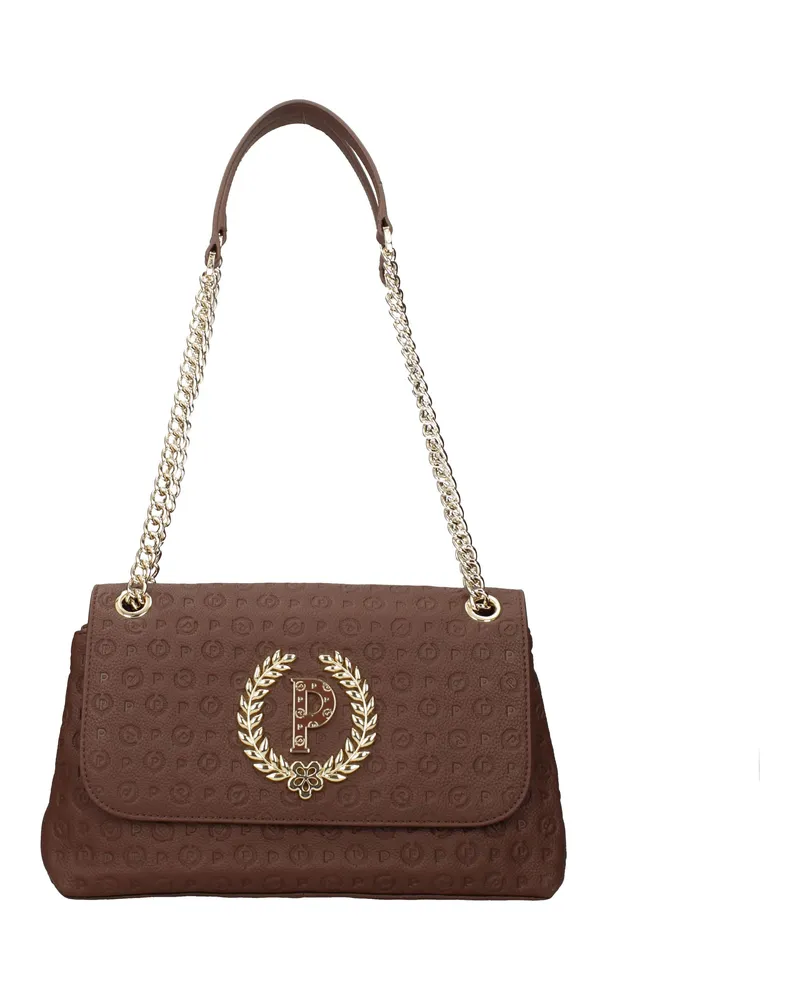 Pollini Damens Umhängetaschen Braunes Leder/Erde -