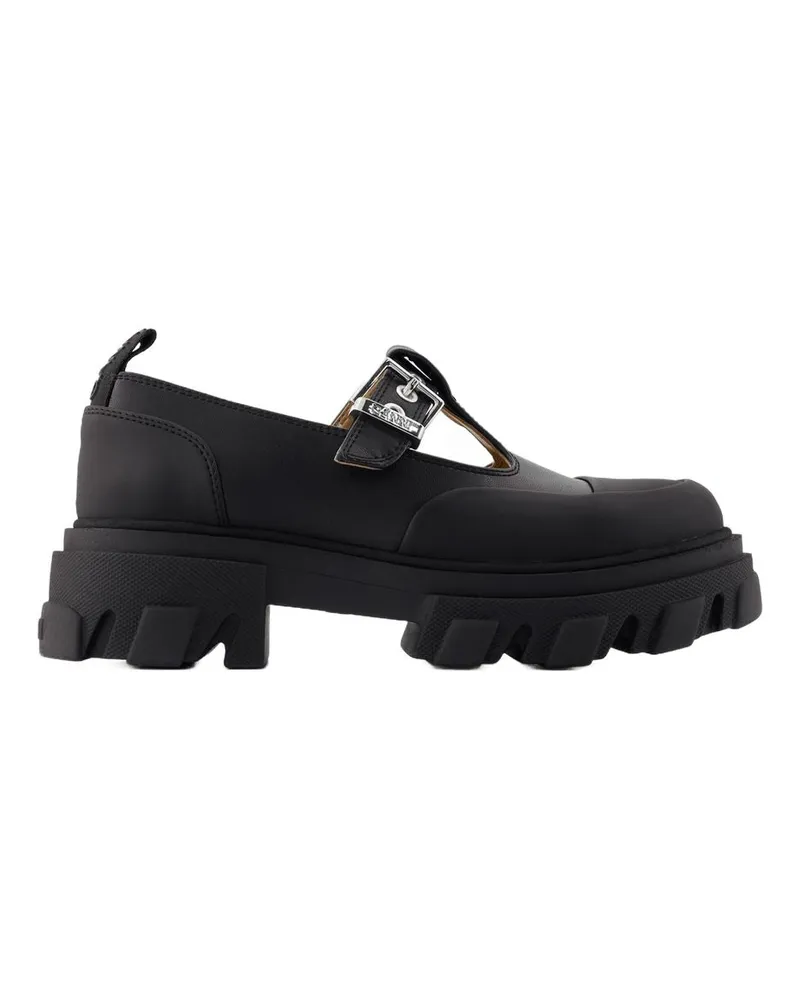 Ganni Steckte Mary Jane Sladers  Synthetisches Leder schwarz Black