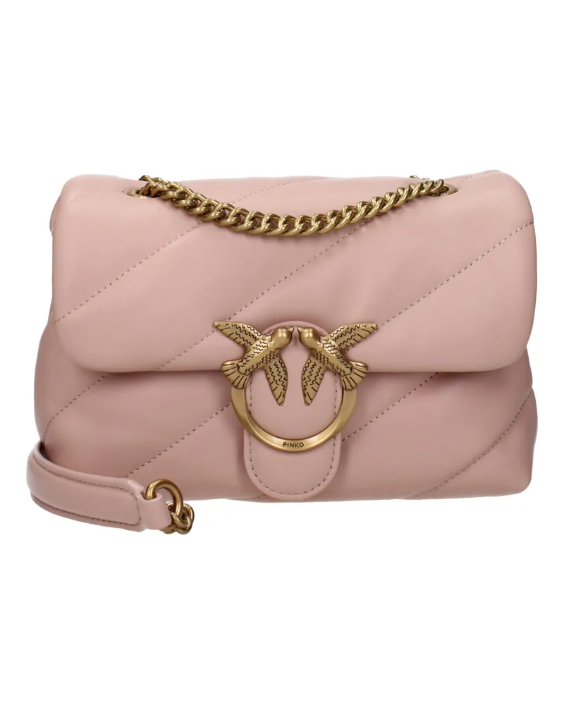 Pinko Damens Love Puff Umhängetasche aus rosa/puderrosa Leder -