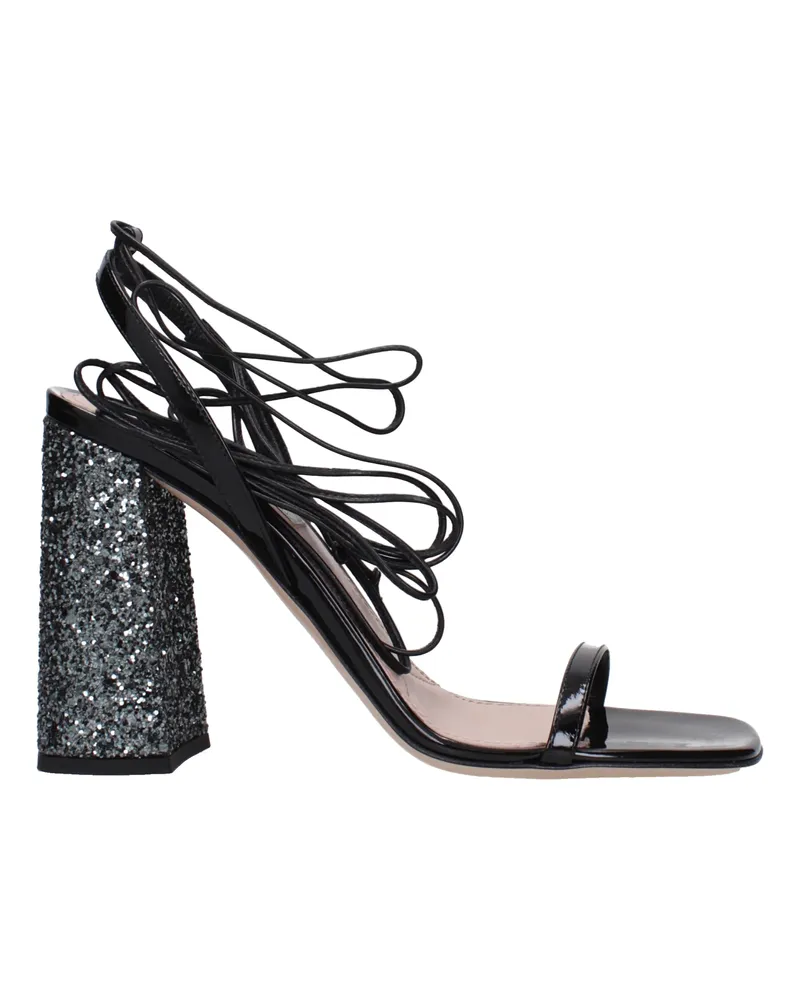 Miu Miu Damens Sandalen aus Lackleder in Schwarz/Schiefer -