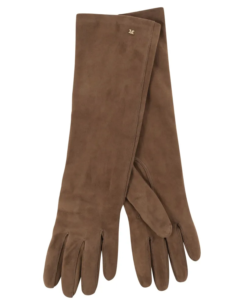 Max Mara Afideesuede lange Wildleder-Nappa-Handschuhe Leather