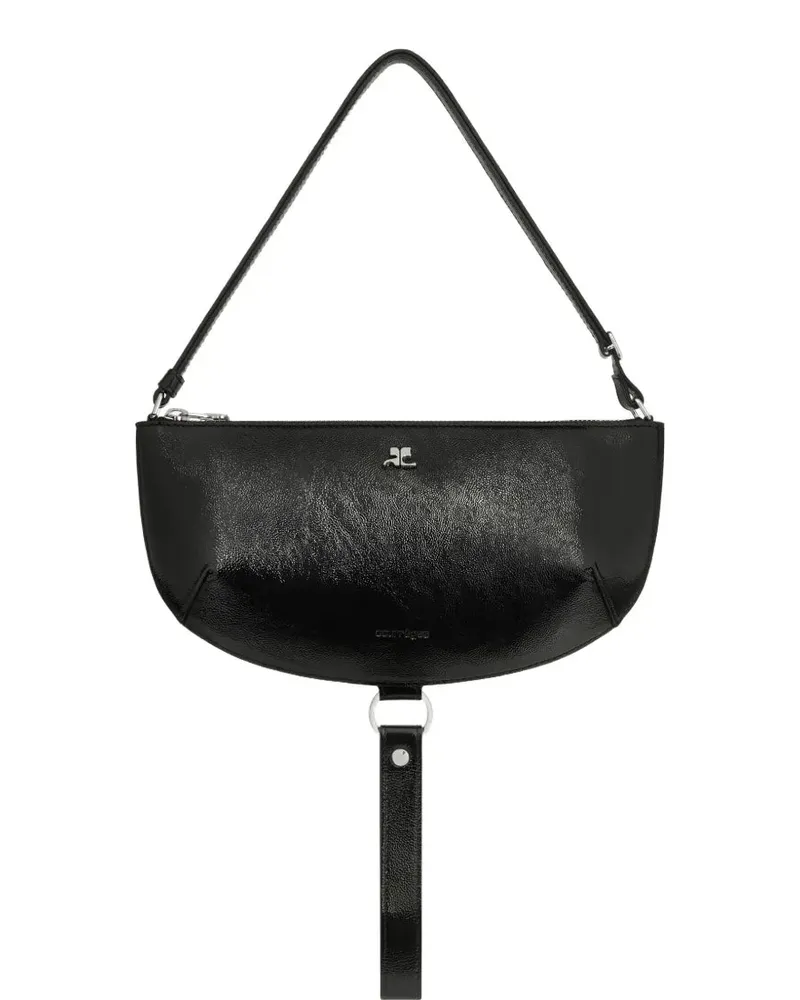 Courrèges Courreves heilige Sonnenfinsternöte Leder -Umhängetasche Black