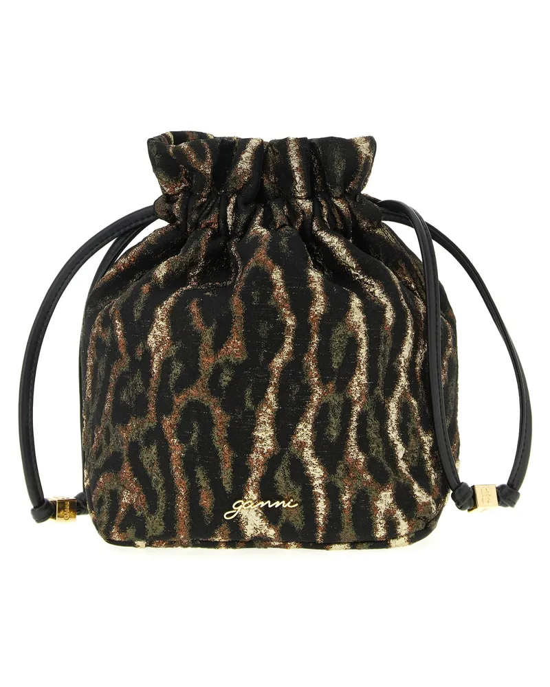 Ganni Beutel „Metallic Bou Bucket Brown