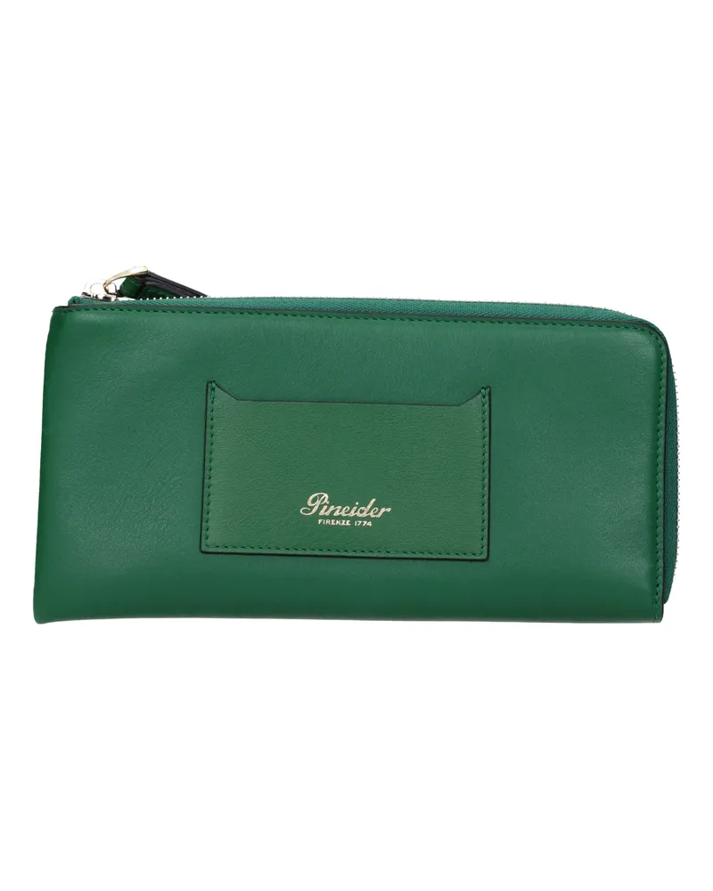 Pineider Herrens Geldbörse aus grünem Leder/Hellgrün -