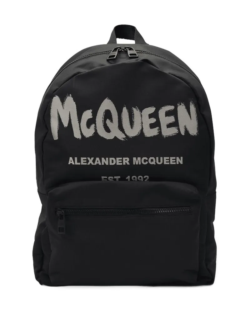 Alexander McQueen Metropolitan Rucksack  Black/Off White Synthetic Schwarz