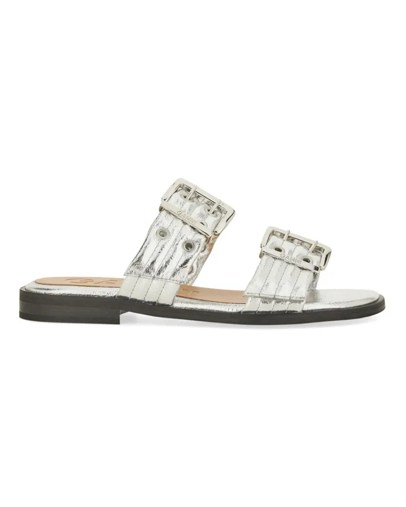 Ganni Sandale mit Schnalle Silver