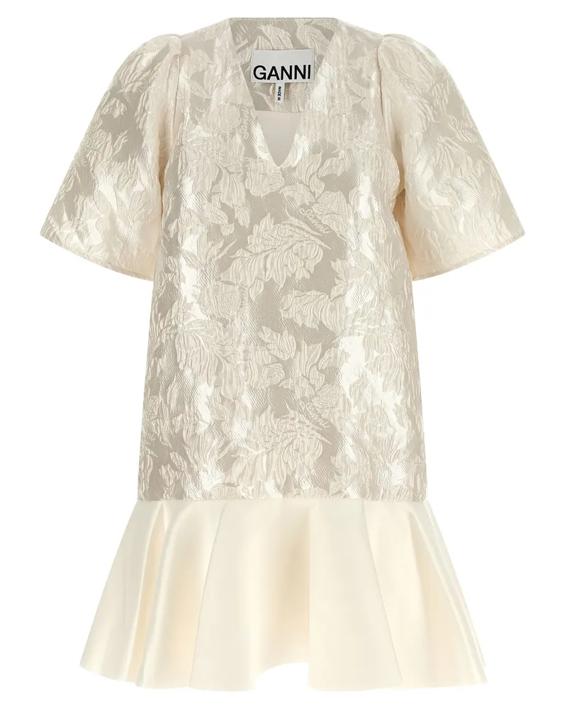 Ganni Minikleid „Satin Cloque White