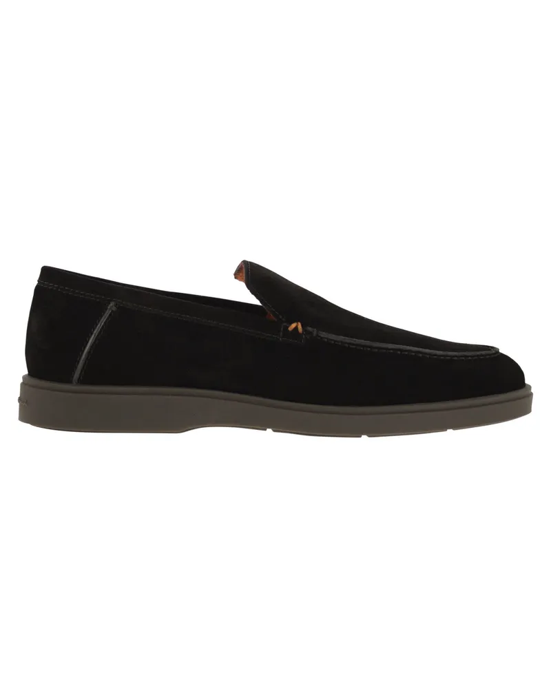 Santoni Wildleder-Mokassin Black